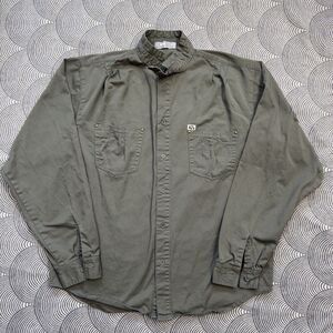 Vtg 80s 90s AJ's Brand Button Up Casual Shirt Long Sleeves Green Men M EUC